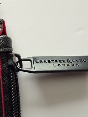 Crabtree & Evelyn Black with Red Trim Zip Wallet